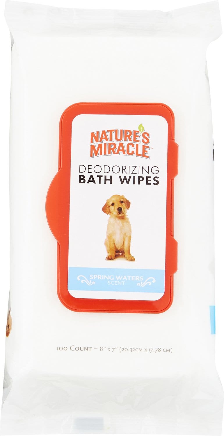 Nature's Miracle Spring Waters Deodorizing Dog Bath Wipes, 100 ct