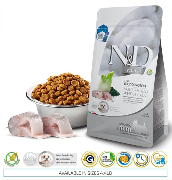 Farmina N&D White: Sea Bass, Kelp & Fennel, Mini Dry Adult Dog Food