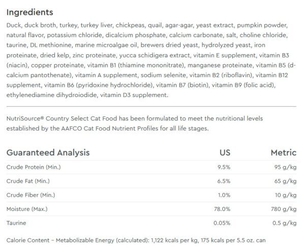 Nutrisource Grain Free Country Select Wet Canned Cat Food (individual) - Image 2