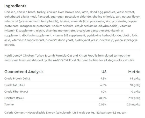 Nutrisource Cat & Kitten Chicken, Turkey, Lamb & Fish Wet Canned Cat Food (individual) - Image 2