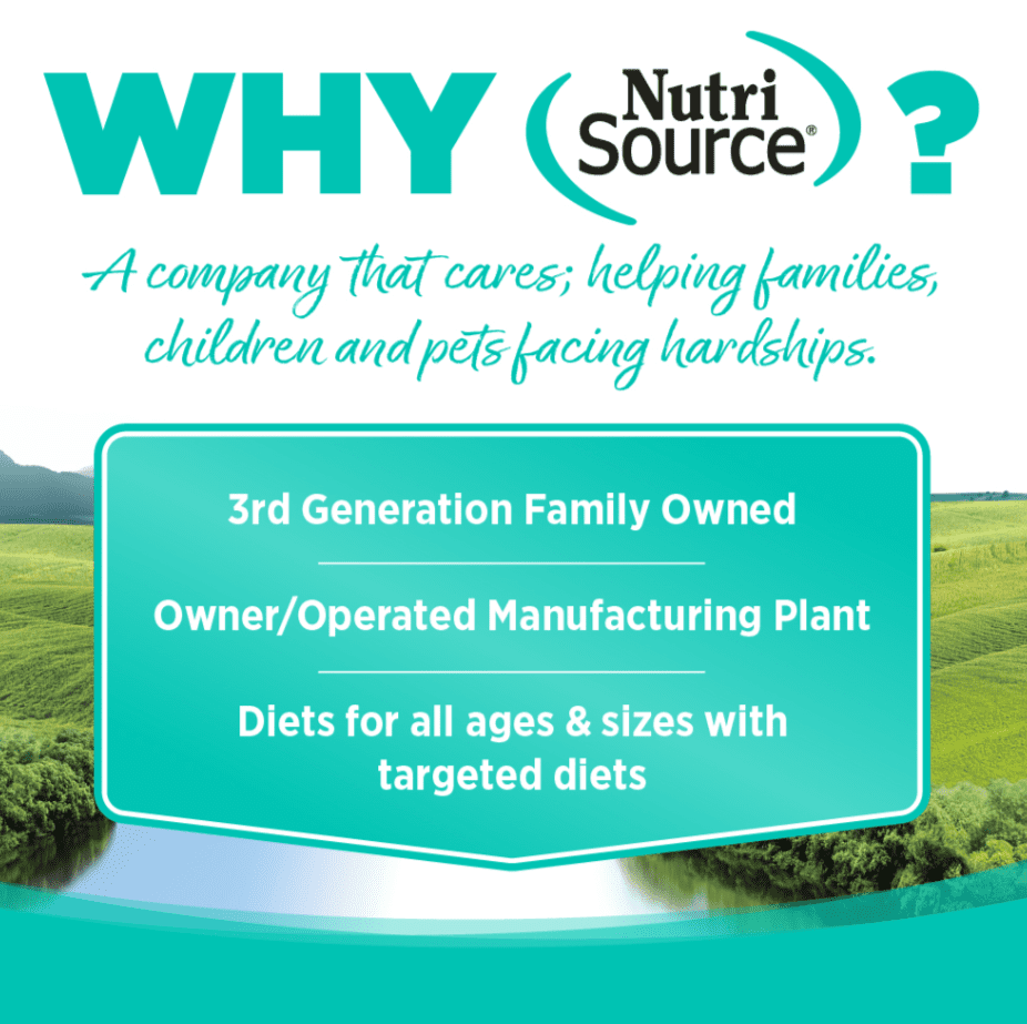 NutriSource mission statement and company values graphic.