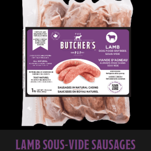 Lamb sous-vide sausages in packaging.