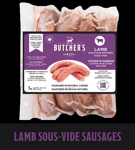 Lamb sous-vide sausages in packaging.