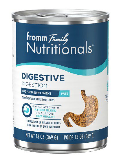 Can of digestive dog food supplement