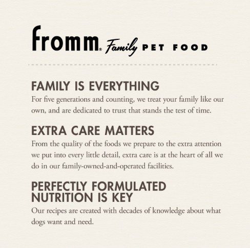 Fromm Family Pet Food promotional text