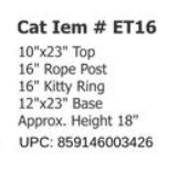 Condos & Trees 16" Kitty Ring w/ Eyelet & Toy w/ Rope Post (Color Varies) - Image 2