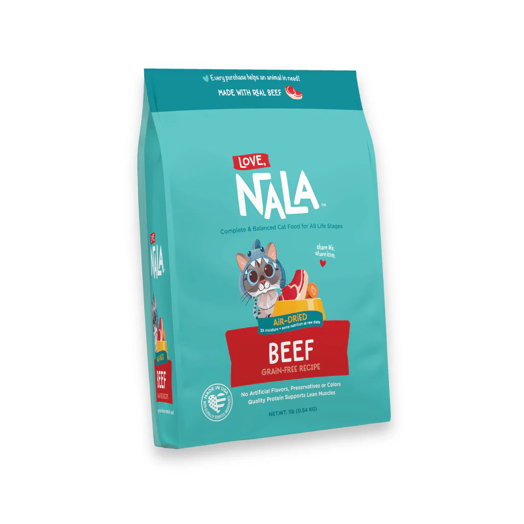 Love, Nala Beef Grain Free Recipe Air-Dried Adult Cat Food 1lb bag