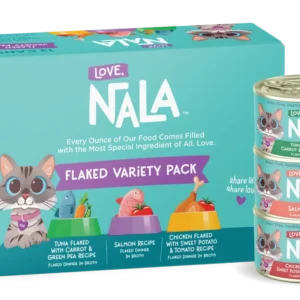 LOVE, NALA - Flaked Wet Cat Food Variety Pack - Tuna, Salmon & Chicken -2.8 oz,12 Cans