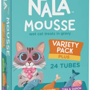 Love Nala Mousse Lickable Treats For Cats- Variety Plus Pack (0.5 oz tube x 24)