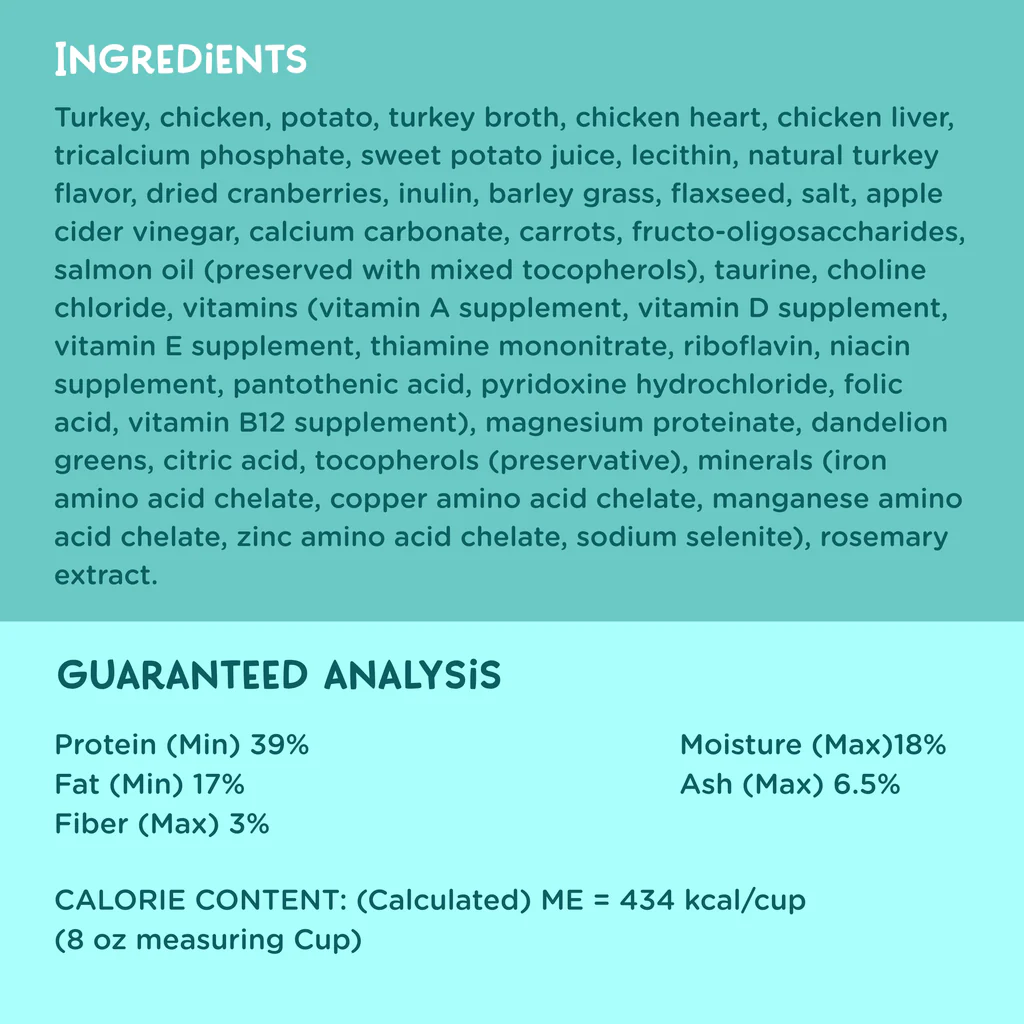 Love, Nala Turkey & Chicken Grain Free Recipe Air-Dried Adult Cat Food 1lb bag - Image 2