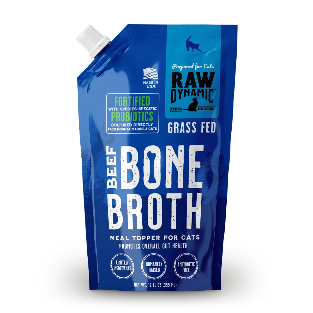 Raw Dynamic 12oz Frozen Beef Bone Broth for Cats