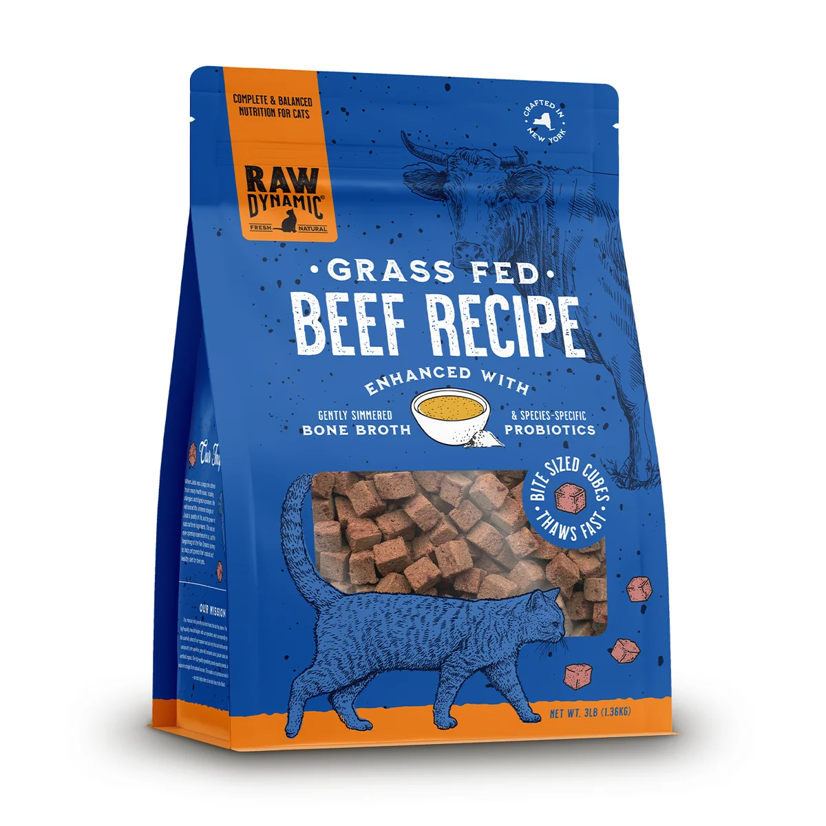 Raw Dynamic Beef Raw Frozen Cat Food 3lb