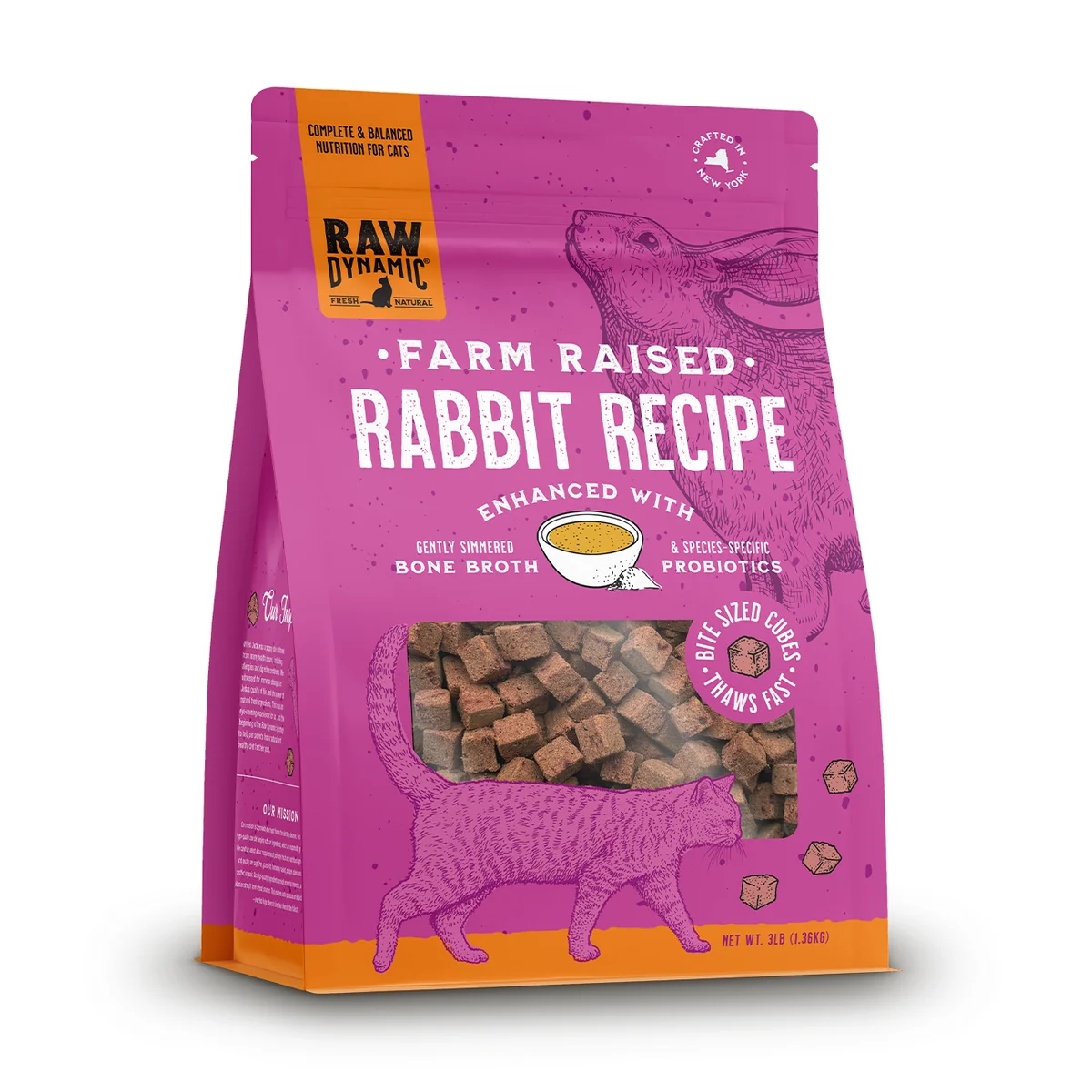 Raw Dynamic Rabbit Frozen Raw Cat Food 3lb