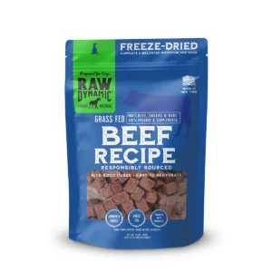 Freeze-dried grass-fed beef dog food package