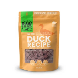 Raw Dynamic freeze-dried duck dog food pouch