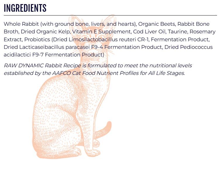 Raw Dynamic Rabbit Frozen Raw Cat Food 3lb - Image 2