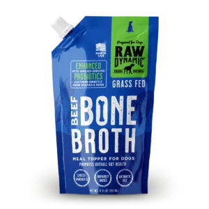 Blue pouch beef bone broth for dogs