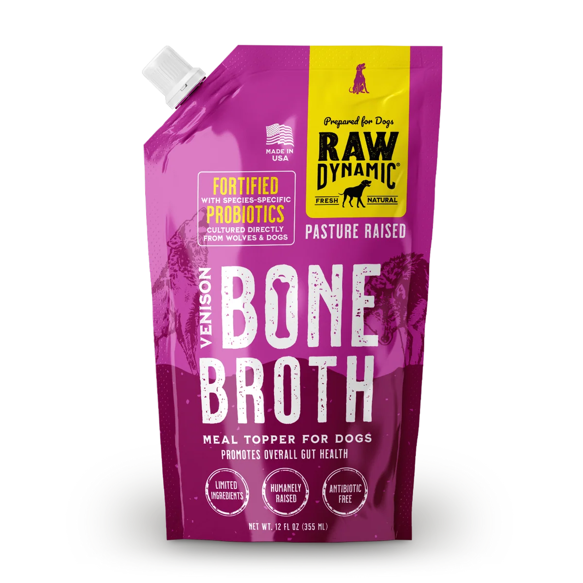 Raw Dynamic venison bone broth for dogs