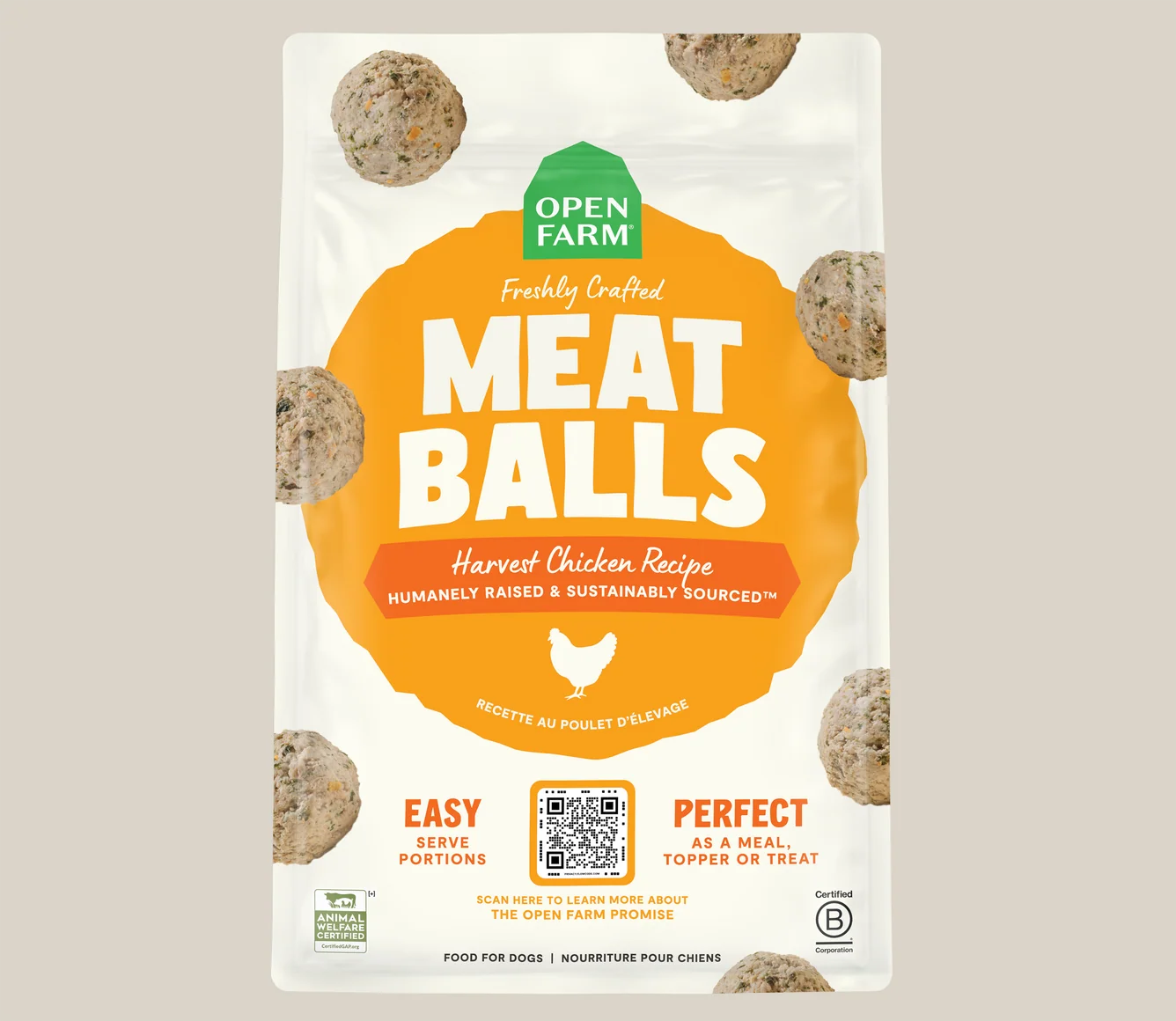 Open Farm Harvest Chicken Freshly Crafted Frozen Meatballs for Dogs