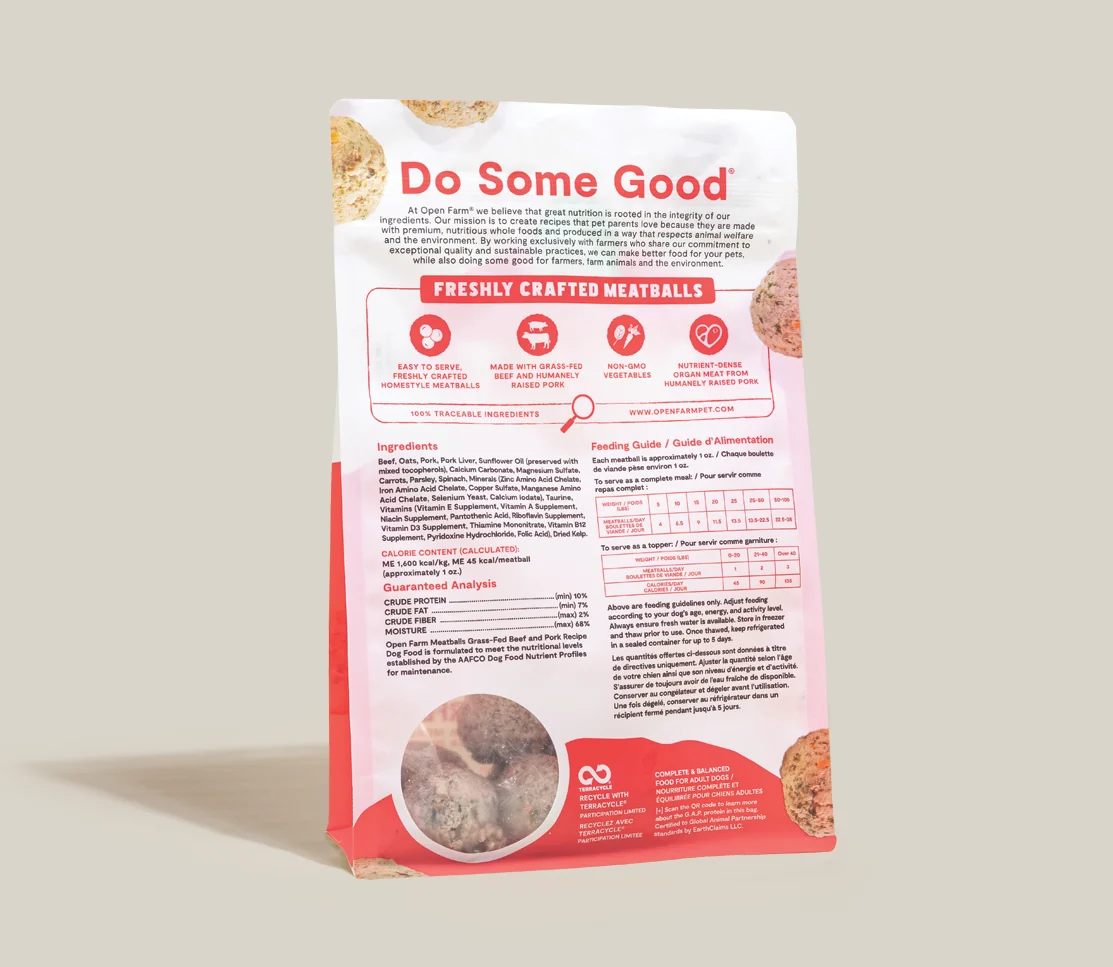 Open Farm Grass-Fed Beef & Pork Freshly Crafted Frozen Meatballs for Dogs - Image 3