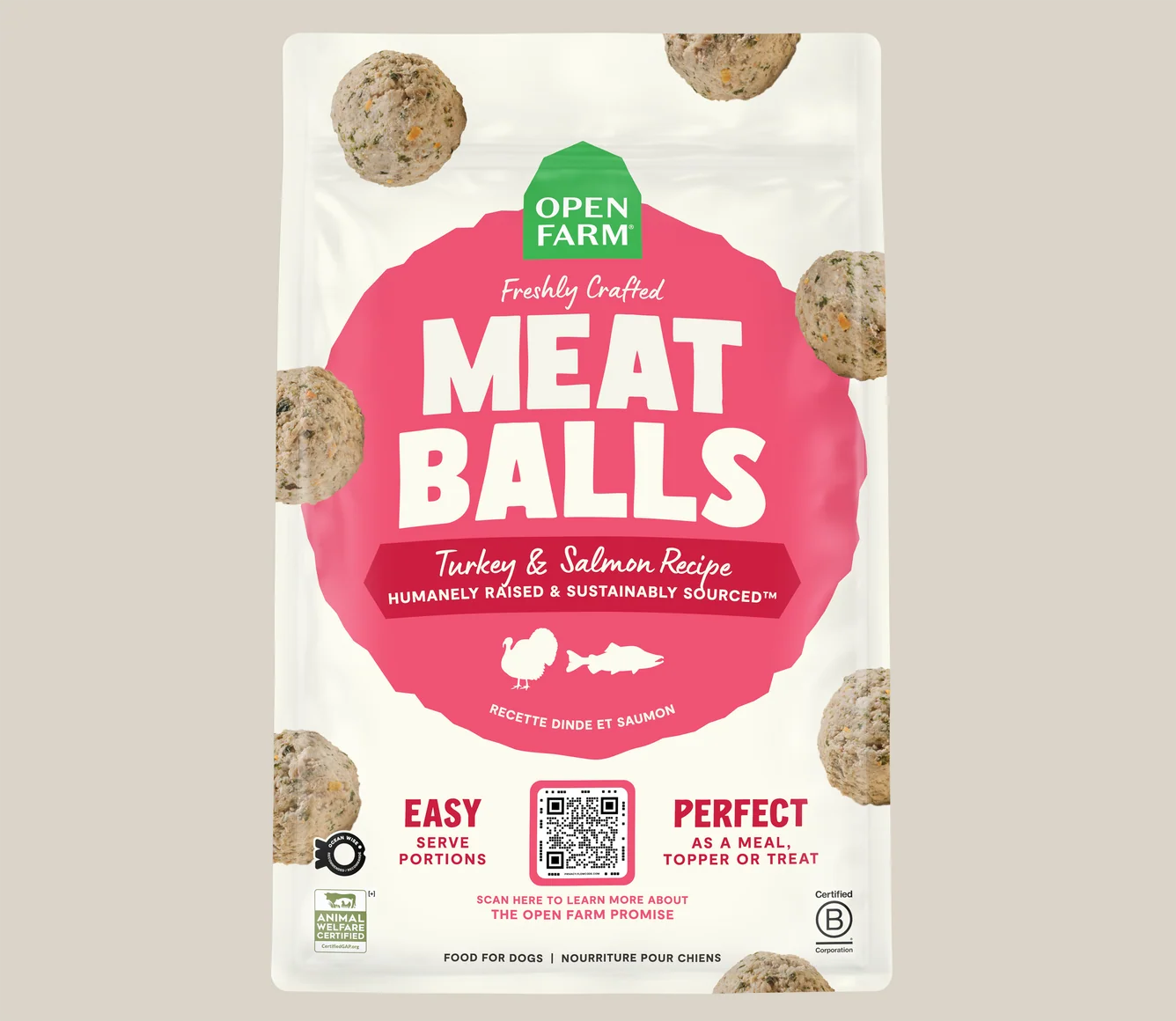 Open Farm Turkey & Salmon Freshly Crafted Frozen Meatballs for Dogs